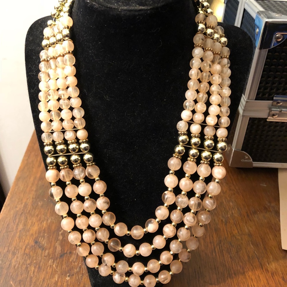 Light pink and gold layered necklace